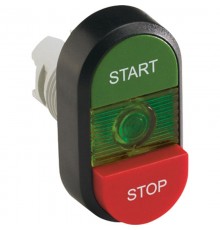 Кнопка двойная MPD15-11G (зеленая/красная-выступающая) зеленая л инза с текстом (START/STOP)  1SFA611144R1102  ABB