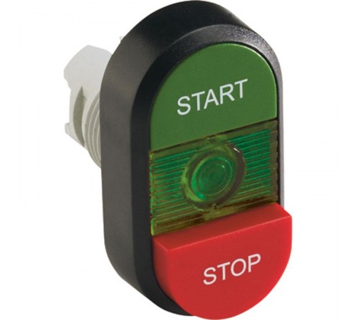 Кнопка двойная MPD15-11G (зеленая/красная-выступающая) зеленая л инза с текстом (START/STOP)  1SFA611144R1102  ABB