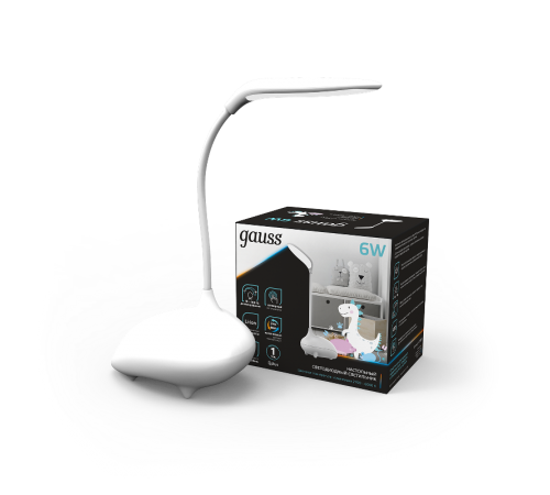 Светильник настольный Qplus GTL701 6W 330lm 2700-6000K 5V Li-ion 1200mA белый детский диммируемый LED 1/10/30  GT7011  Gauss