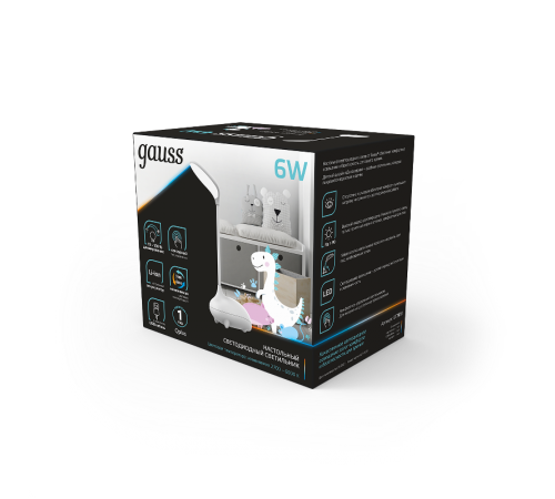 Светильник настольный Qplus GTL701 6W 330lm 2700-6000K 5V Li-ion 1200mA белый детский диммируемый LED 1/10/30  GT7011  Gauss