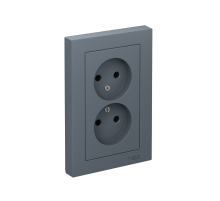 AtlasDesign Грифель Розетка без заземления двойная, 16А, (в сборе с рамкой)  ATN000720  SE