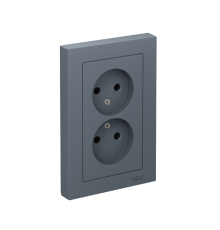AtlasDesign Грифель Розетка без заземления двойная, 16А, (в сборе с рамкой)  ATN000720  SE