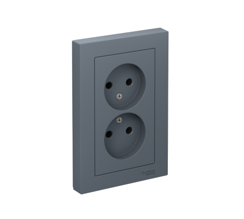AtlasDesign Грифель Розетка без заземления двойная, 16А, (в сборе с рамкой)  ATN000720  SE