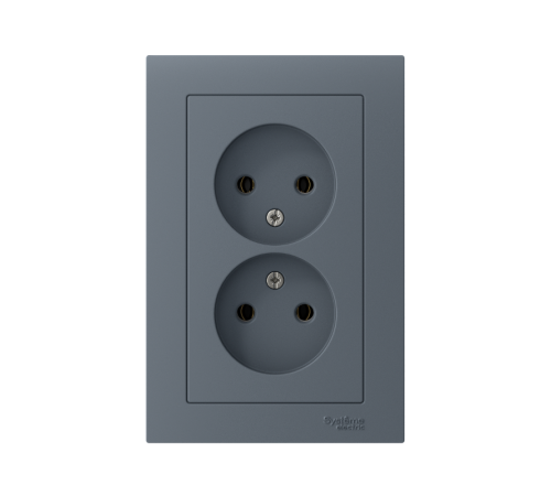 AtlasDesign Грифель Розетка без заземления двойная, 16А, (в сборе с рамкой)  ATN000720  SE