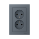 AtlasDesign Грифель Розетка без заземления двойная, 16А, (в сборе с рамкой)  ATN000720  SE