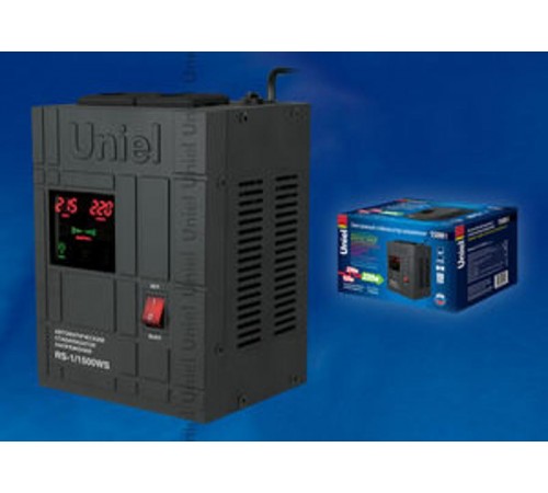 RS-1/1500WS Стабилизатор напряжения "Standard" релейный однофазный настенный, с гальванической развязкой, 1500ВА  07380  Uniel