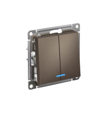 AtlasDesign Мокко Выключатель 2-клавишный с подсветкой, сх.5а, 10АХ, механизм  ATN000653  SE