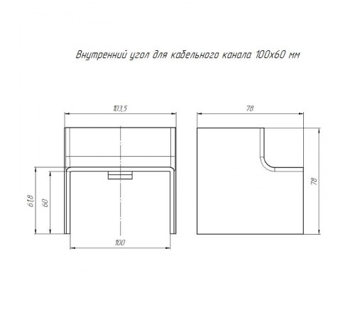Внутренний угол 100х60 (2 шт/комп)  PR08.2826  Промрукав