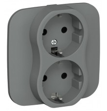 FLITE Розетка 2-ая с заземлением без шторок 16А РС12-0-А-ФлМА мокрый асфальт  FI-R21A-16-K80  IEK