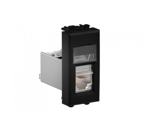 Компьютерная розетка RJ-45 модульная, кат.5е экранированная, "Avanti","Черный матовый", 1 модуль  4412361  DKC