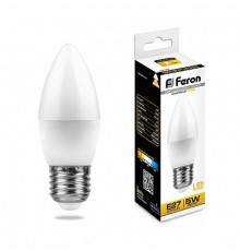 Лампа светодиодная LB-72 (5W) 230V E27 2700K свеча  25764  FERON