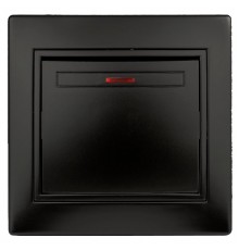 Выключатель Intro Plano 1-102-05 одноклавишный с подсветкой, 10А-250В, IP20, СУ, антрацит  Б0053734  Intro