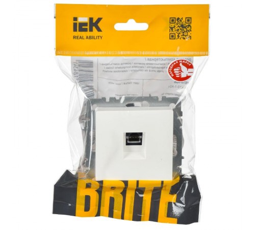 BRITE Розетка компьютерная RJ45 кат.5E РК10-БрБ белый без шторок  BR-K10-1-K01  IEK