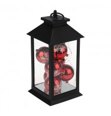 Декоративный фонарь с шариками, черный корпус, размер 14х14х27 см, цвет теплый белый  513-063  NEON-NIGHT