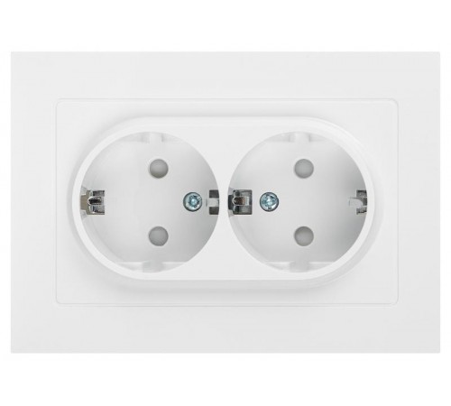 Розетка Intro Accent 6-208-01 , 2X2P+E Schuko со шторками, 16А-250В, IP20, СУ, AL/CU, белый   Б0063528  Intro