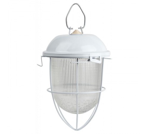 Светильник пылевлагозащищенный под лампу для ЖКХ НСП 41-200-003 с решеткой Желудь сталь / стекло IP54 E27 max 200Вт 185х345 белый  Б0052020  ЭРА