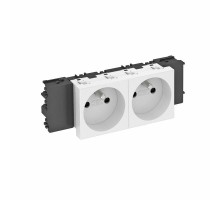 Розетка двойная 0° Modul45connect франц. стандарт, 250 В, 16A (белый) (STD-F0C RW2)  6120552  OBO Bettermann
