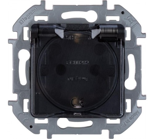 Inspiria Антрацит Розетка с крышкой с заземлением С/У со шторками 16А IP44 без рамки 673743  Legrand