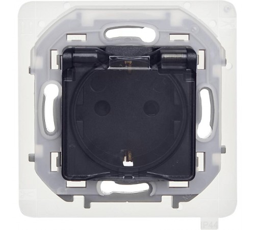 Inspiria Антрацит Розетка с крышкой с заземлением С/У со шторками 16А IP44 без рамки 673743  Legrand