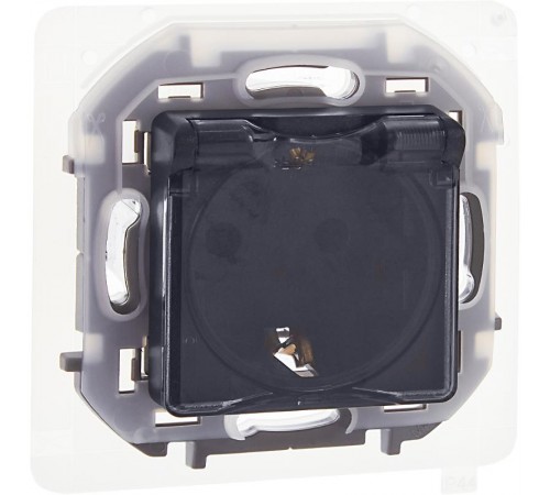 Inspiria Антрацит Розетка с крышкой с заземлением С/У со шторками 16А IP44 без рамки 673743  Legrand