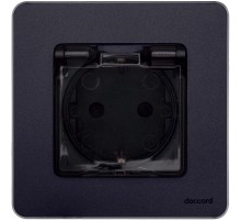 Inspiria Антрацит Розетка с крышкой с заземлением С/У со шторками 16А IP44 без рамки 673743  Legrand