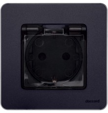 Inspiria Антрацит Розетка с крышкой с заземлением С/У со шторками 16А IP44 без рамки 673743  Legrand