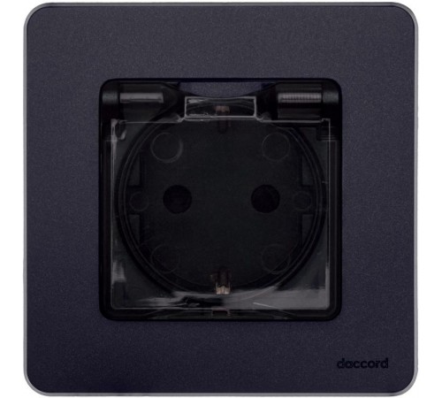 Inspiria Антрацит Розетка с крышкой с заземлением С/У со шторками 16А IP44 без рамки 673743  Legrand