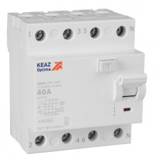 Выключатель дифференциального токаOptiDin DM63-4440-AC-4,5-УХЛ4 (4P, 40, 300mA)  343904  КЭАЗ