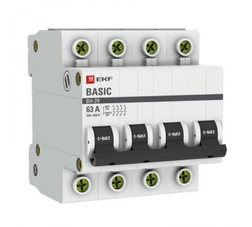 Выключатель нагрузки модульный ВН-29 4P 63А EKF Basic  SL29-4-63-bas  EKF