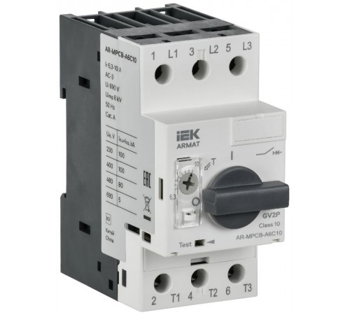 ARMAT Автоматический выключатель защиты двигателя A6 GV2P 6,3-10А  AR-MPCB-A6C10  IEK
