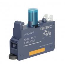 Контактный  блок с клеммным безвинтовым зажимом со светодиодом на 9-24В, синий  MC-L24BPP  DKC