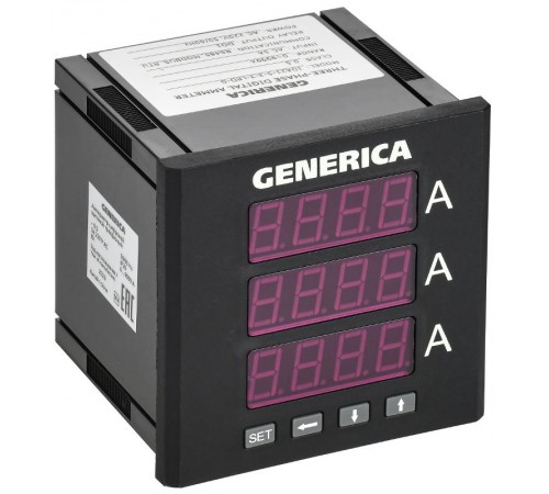 Амперметр цифровой щитовой трехфазный DO RS-485 96х96мм LED  IDA21-5-3-3-LED-G  GENERICA