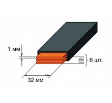 Шина медная гибкая изолированная ШМГ 6х(32x1мм) 2м.   SQ0828-0006  TDM