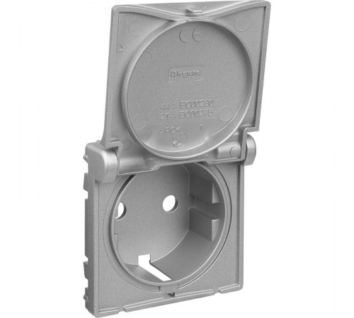 Valena LIFE Алюминий Накладка розетки с/з с крышкой  754842  Legrand