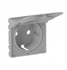 Valena LIFE Алюминий Накладка розетки с/з с крышкой  754842  Legrand