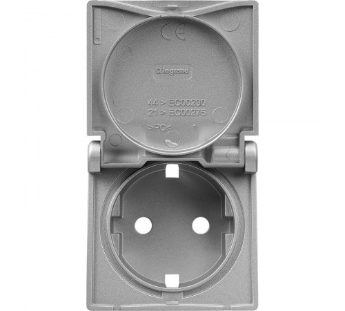 Valena LIFE Алюминий Накладка розетки с/з с крышкой  754842  Legrand