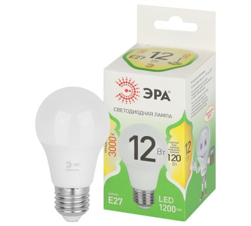 Лампа светодиодная  GREEN LINE LED A60-12W-830-E27 GL E27 12 Вт груша теплый свет  Б0067110  ЭРА