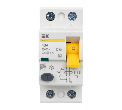 Выключатель дифференциальный (УЗО) ВД1-63S 2п 40А 300мА тип AC  MDV12-2-040-300  IEK