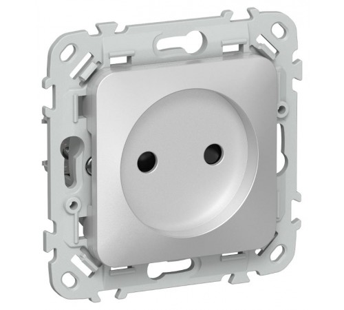 FLITE Розетка без заземления со шторками быстрозажимные клеммы 10А РСш01-1-ФлА алюминий  FI-R13-10-1-K47  IEK