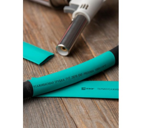 Термоусаживаемая трубка ТУТ нг 20/10 зеленая EKF PROxima  tut-20-j-1m  EKF