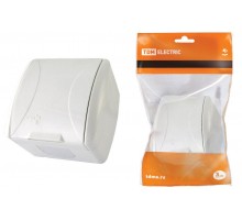 Розетка 2П+3 открытой установки IP54 16А с  крышкой белая "Селигер"  SQ1818-0013  TDM