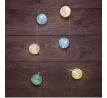 Тайские фонарики Пудра 1,5 м, прозрачный ПВХ, 10 LED, теплый белый, питание 2 х АА (батарейки не в комплекте)  303-089  NEON-NIGHT