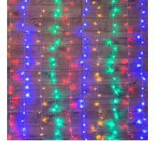 Дождь (занавес) 1,5х1,5 м, прозрачный ПВХ, 144 LED, мультиколор, IP20, с контроллером, не соединяется  235-019  NEON-NIGHT