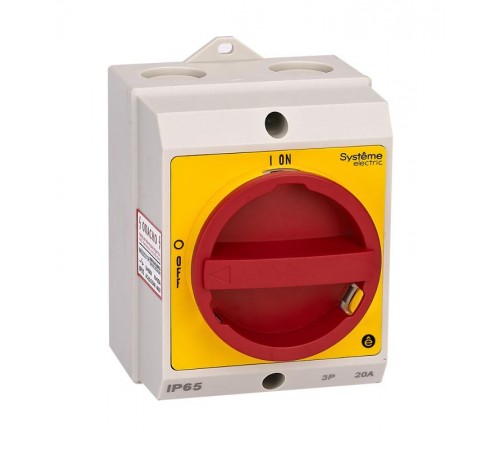 Главный/Аварийный Выключатель-Разъединитель 4P 20A закрытого исполнения IP65 с замком  MSD20411R  SE