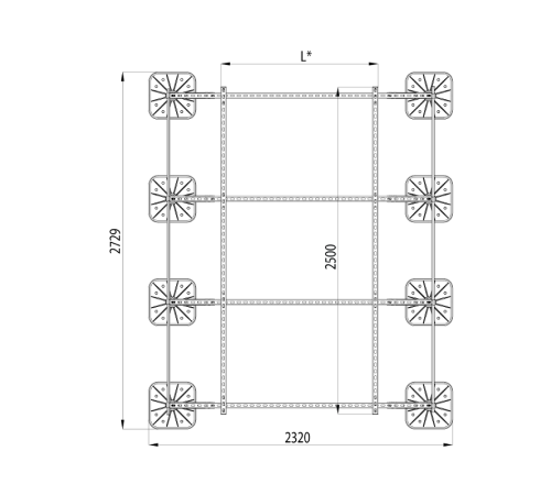 Опорная конструкция для установки оборудования TECHNORAPTOR FOOT 2000х2500  KM-TR-F-SSEI-2000-2500  КМ - профиль