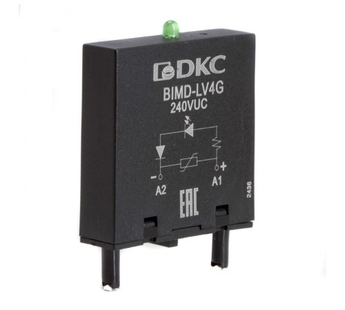 Модуль индикации и защиты, LED зелёный+Варистор (A1+), 240V AC/DC  BIMD-LV4G  DKC