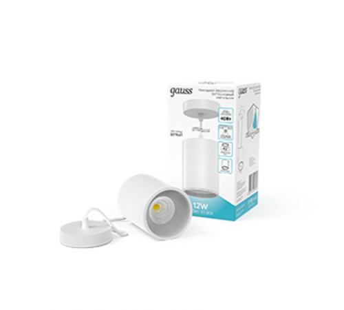 Светильник светодиодный накладной/подвесной HD044 12W (белый/белый) 4100K 79*100мм 1/20  HD044  Gauss