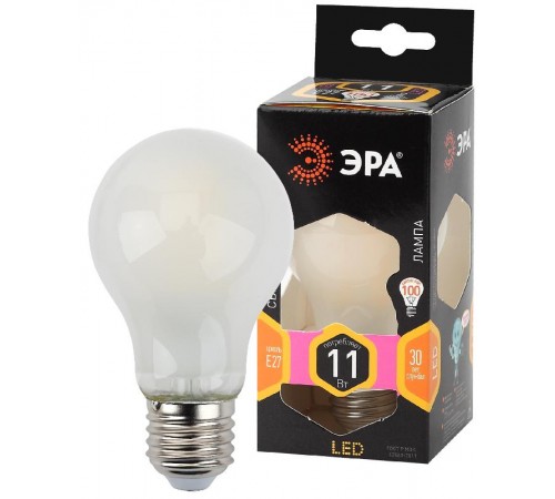 Лампа светодиодная F-LED A60-11W-827-E27 frost (филамент, груша мат., 11Вт, тепл, Е27)  Б0035035  ЭРА