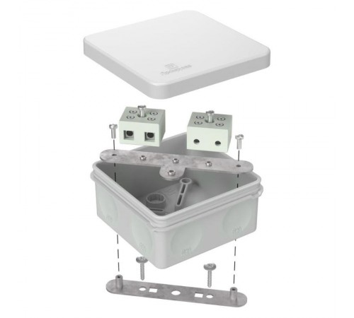 Коробка огнестойкая для о/п двухкомпонентная 60-0210-FR10.0-4 Е15-Е120 RAL7035 80х80х40 серая  60-0210-7035-FR10.0-4  Промрукав