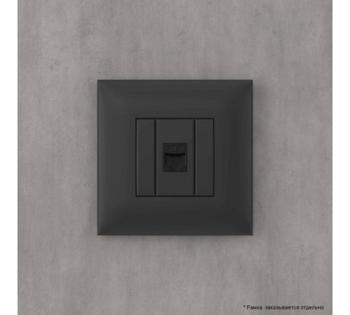 Компьютерная розетка RJ-45 без шторки в стену, кат.6А одинарная, "Avanti", "Черный матовый"  4412673  DKC